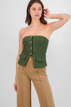 Shasa Top with Pockets and Button Accents