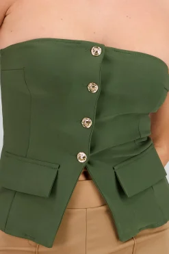 Shasa Top with Pockets and Button Accents