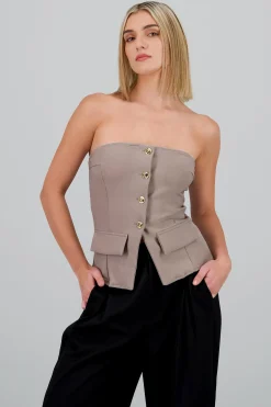 Shasa Top with Pockets and Button Accents