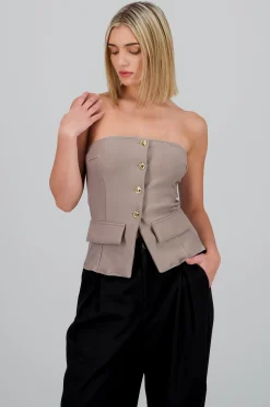 Shasa Top with Pockets and Button Accents