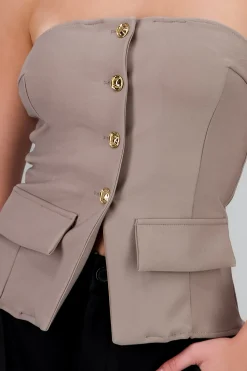 Shasa Top with Pockets and Button Accents