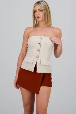 Shasa Top with Pockets and Button Accents