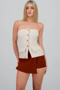 Shasa Top with Pockets and Button Accents