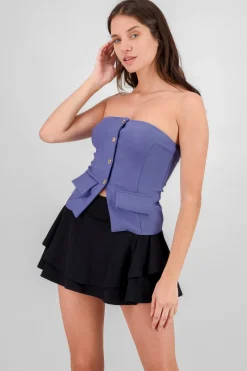 Shasa Top with Pockets and Button Accents