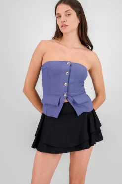 Shasa Top with Pockets and Button Accents