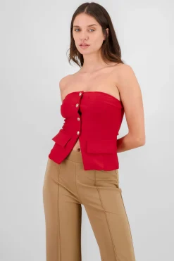 Shasa Top with Pockets and Button Accents