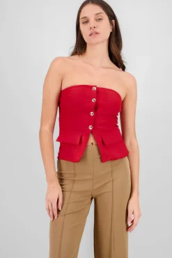 Shasa Top with Pockets and Button Accents