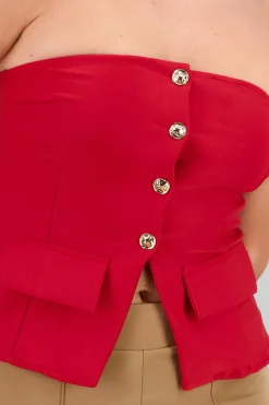 Shasa Top with Pockets and Button Accents