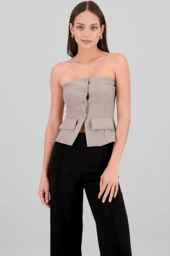 Shasa Top with Pockets and Button Accents