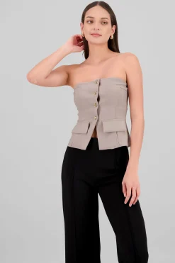 Shasa Top with Pockets and Button Accents