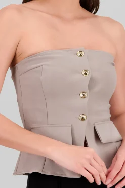 Shasa Top with Pockets and Button Accents