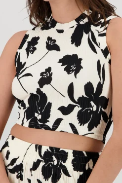 Shasa Tropical Floral Textured Top