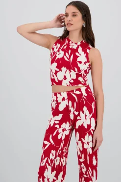 Shasa Tropical Floral Textured Top