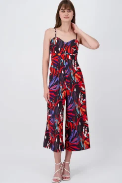 Shasa Tropical Print Fluid VNeck Jumpsuit