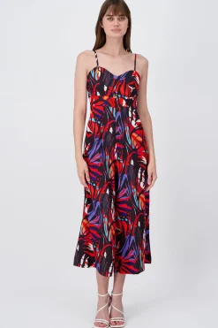 Shasa Tropical Print Fluid VNeck Jumpsuit