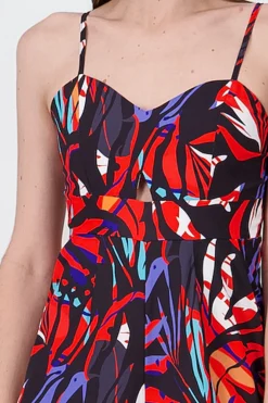 Shasa Tropical Print Fluid VNeck Jumpsuit