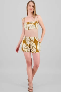 Shasa Tropical Print Shorts with Pockets