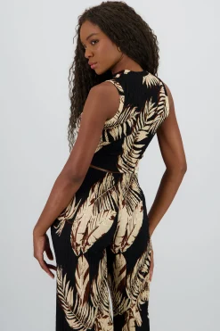 Shasa Tropical Print Sleeveless Top