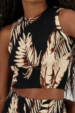 Shasa Tropical Print Sleeveless Top