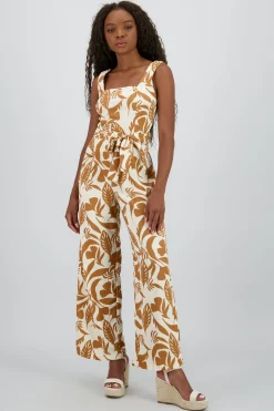 Shasa Tropical Print Strappy Jumpsuit
