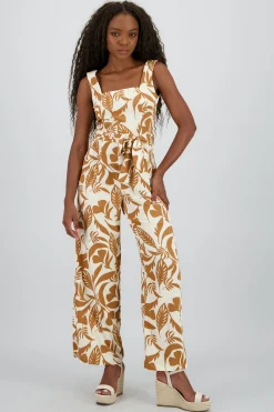 Shasa Tropical Print Strappy Jumpsuit