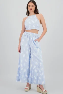 Shasa Tropical Print Wide Leg Pants