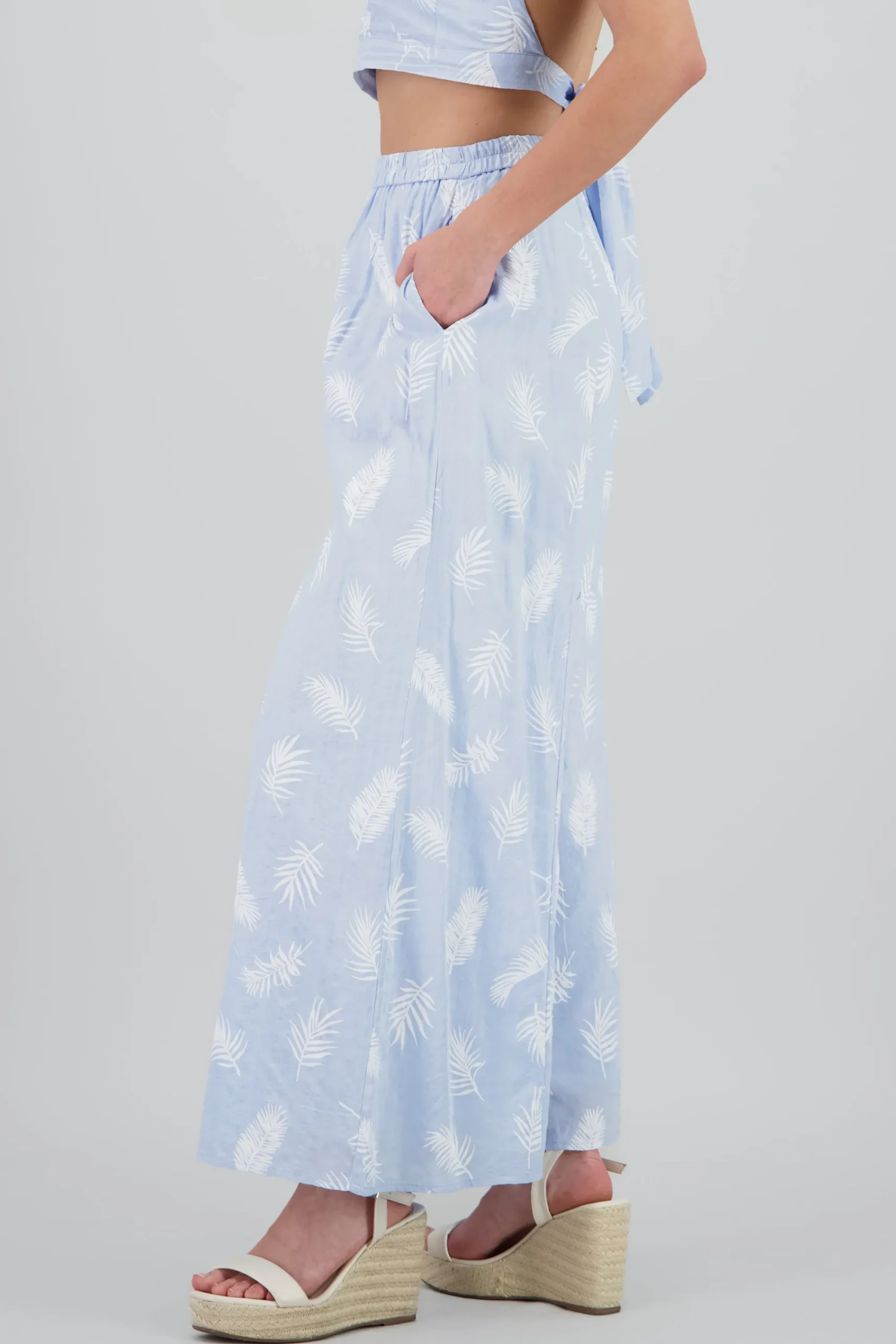 Shasa Tropical Print Wide Leg Pants