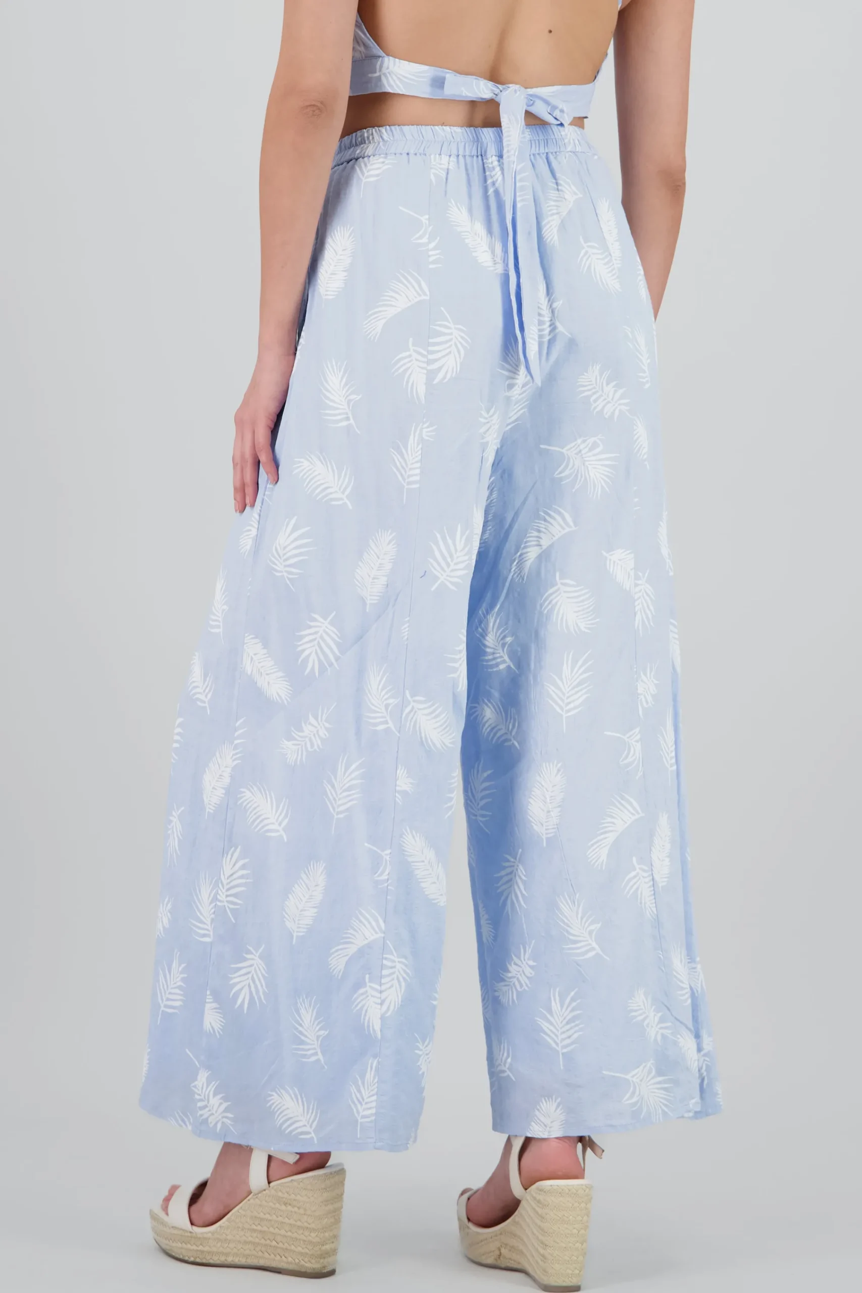 Shasa Tropical Print Wide Leg Pants