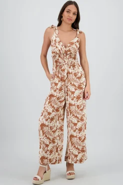 Shasa Tropical Tie Strap Jumpsuit