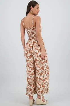Shasa Tropical Tie Strap Jumpsuit