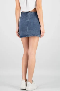 Shasa Two Buckles Denim Mini Skirt