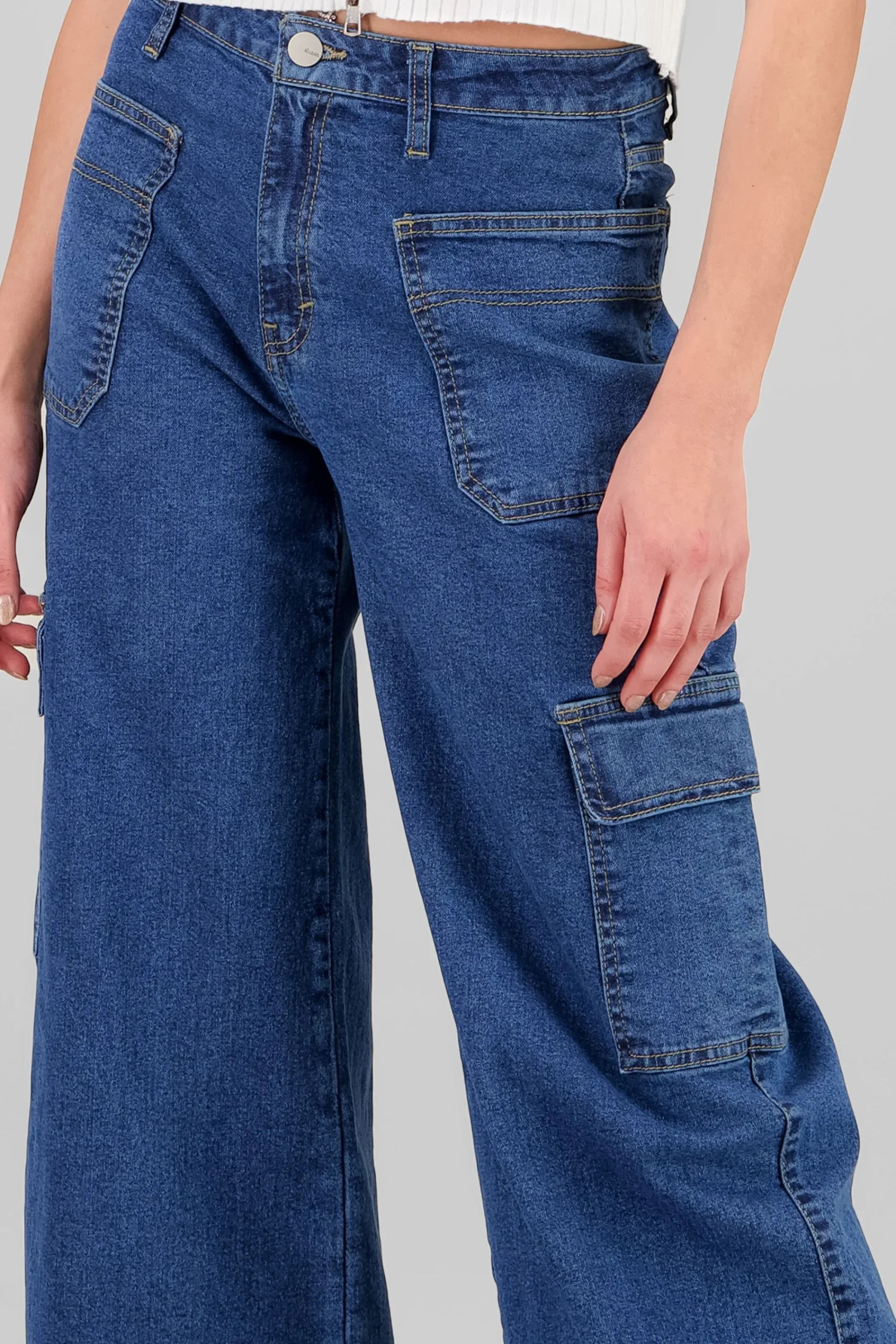 Shasa Two Patch Pockets Cargo Jeans