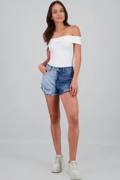 Shasa Two Tone Distressed Shorts