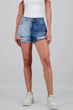 Shasa Two Tone Distressed Shorts