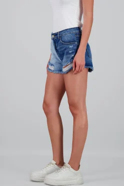 Shasa Two Tone Distressed Shorts