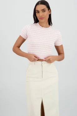 Shasa Two Tone Short Sleeve Sweater