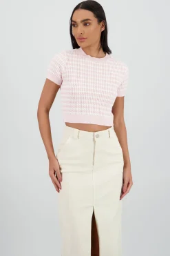 Shasa Two Tone Short Sleeve Sweater
