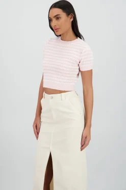 Shasa Two Tone Short Sleeve Sweater
