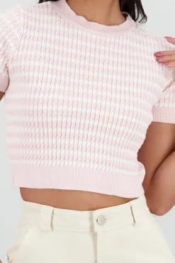 Shasa Two Tone Short Sleeve Sweater