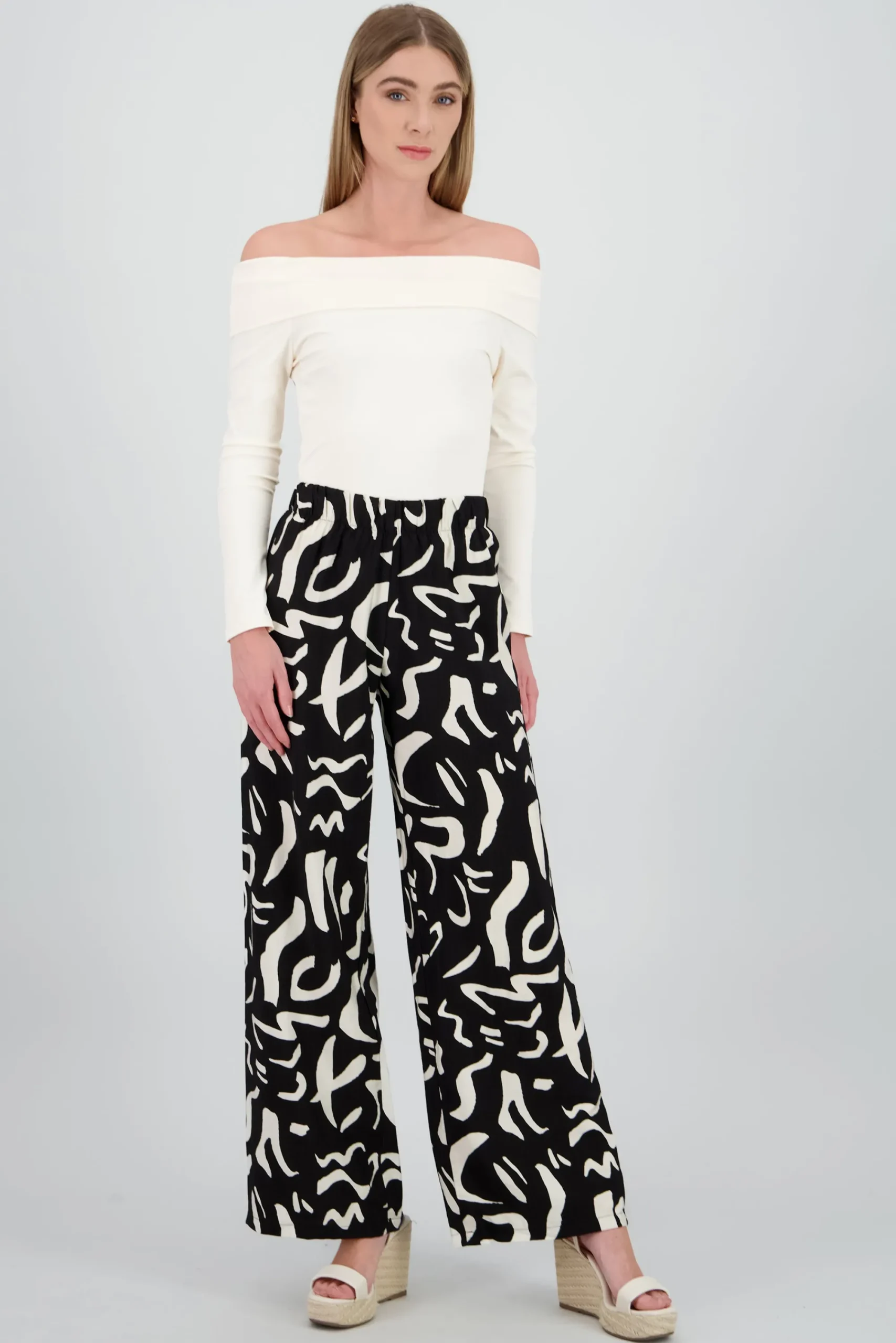 Shasa Two Toned Printed Wide Leg Pant
