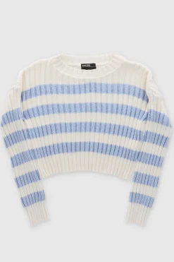 Shasa TwoTone Striped Print Cropped Sweater