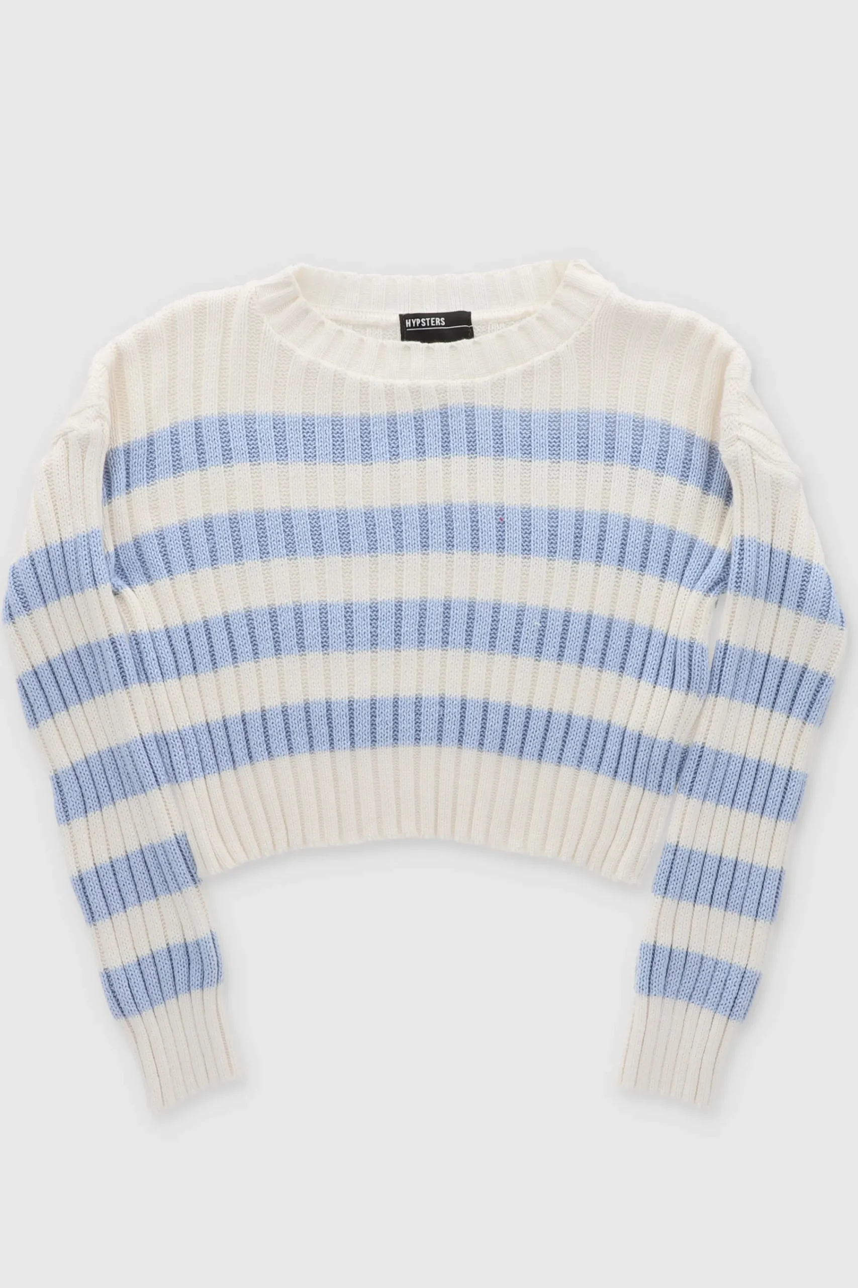 Shasa TwoTone Striped Print Cropped Sweater