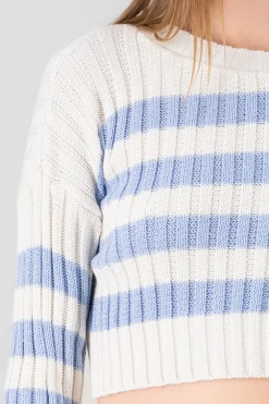 Shasa TwoTone Striped Print Cropped Sweater