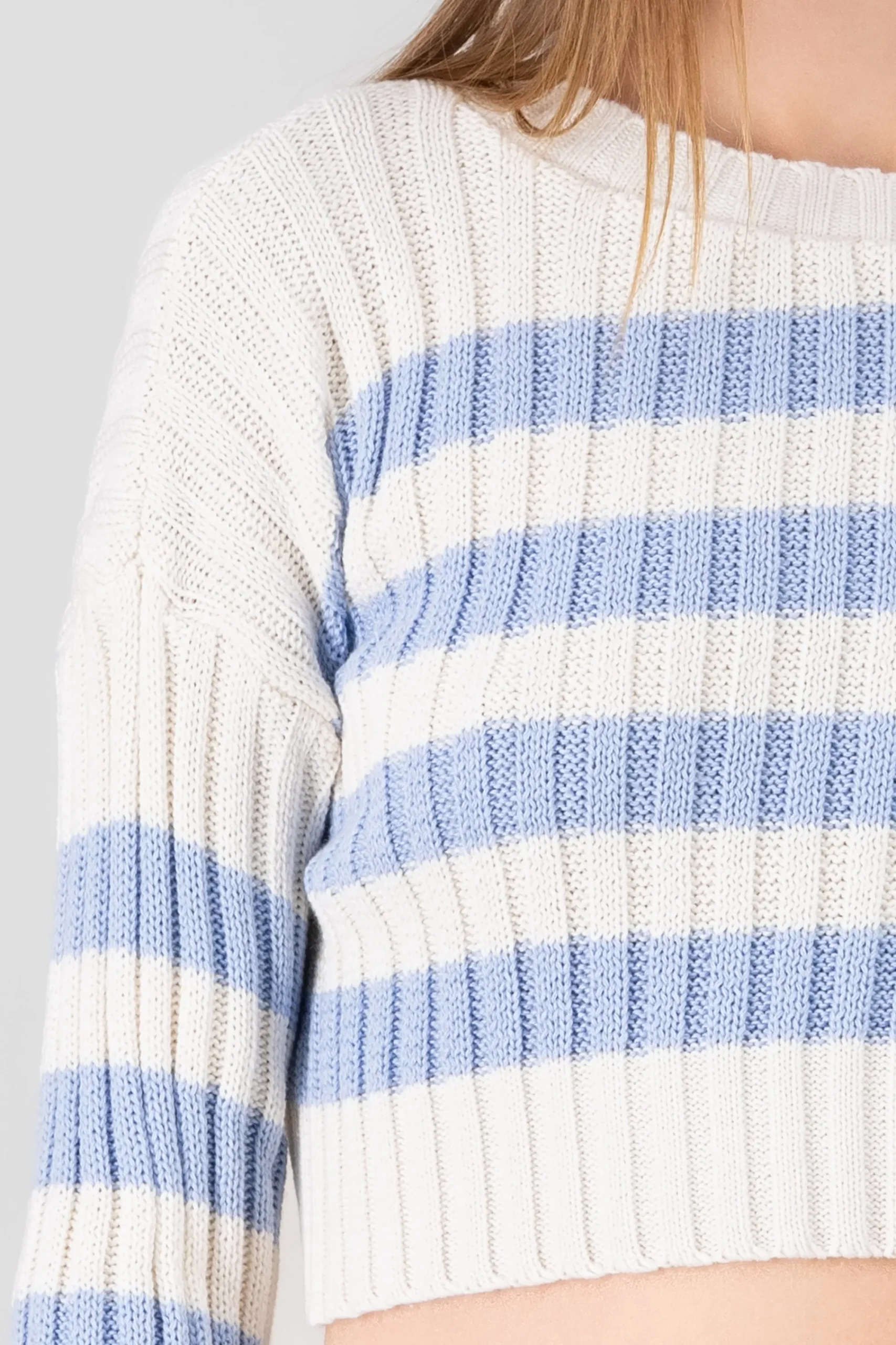 Shasa TwoTone Striped Print Cropped Sweater