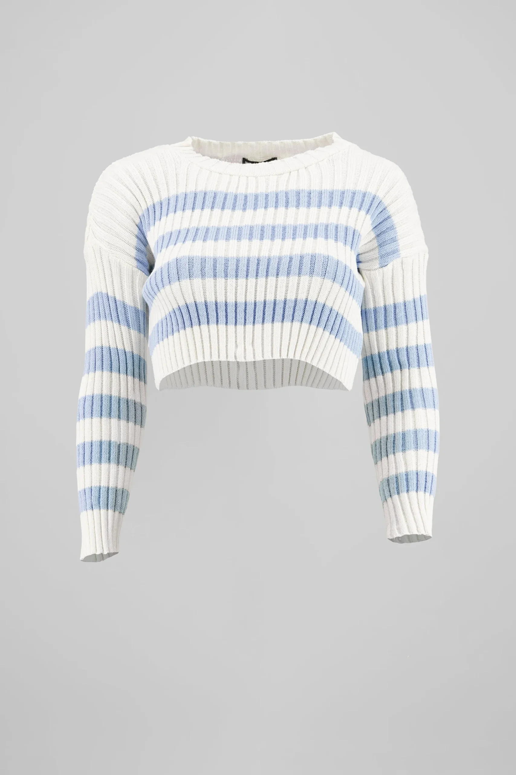 Shasa TwoTone Striped Print Cropped Sweater