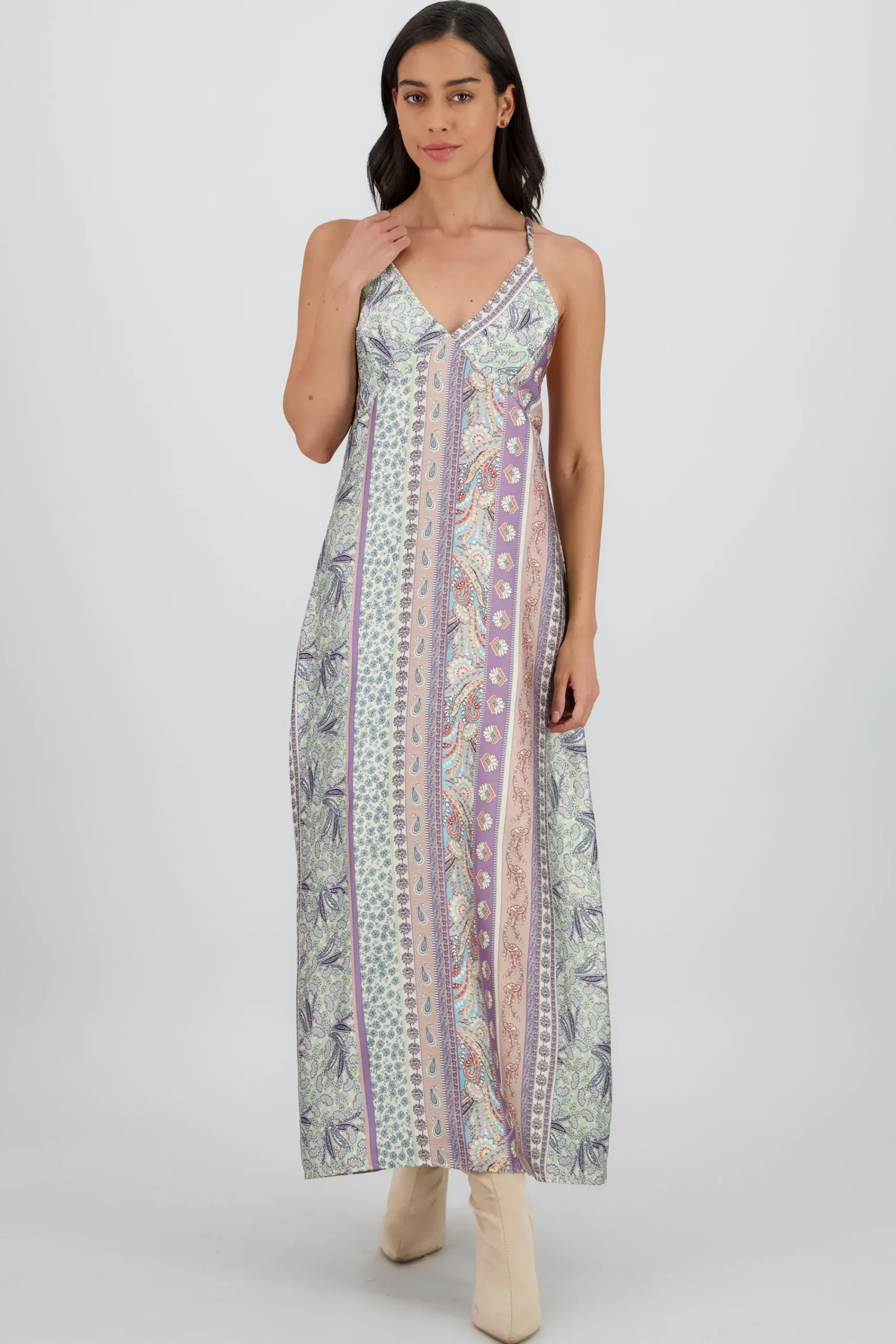 Shasa V Neck Midi Dress with Straps