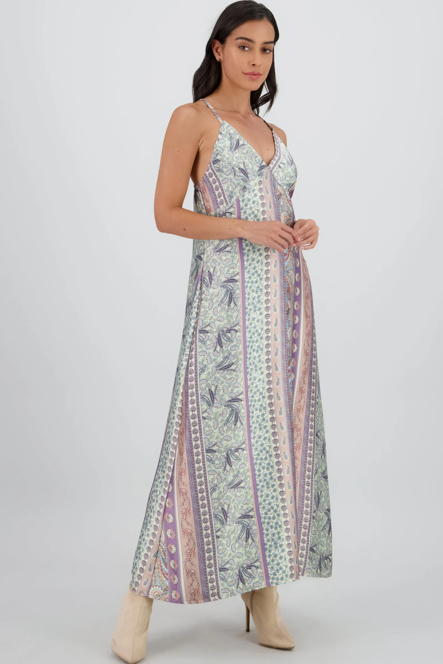 Shasa V Neck Midi Dress with Straps
