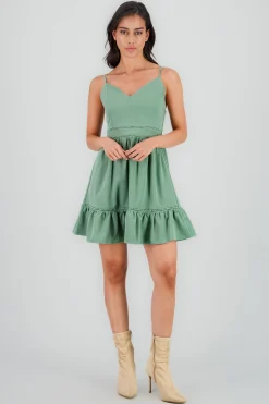 Shasa V Neck Mini Dress with Ruffle Detail