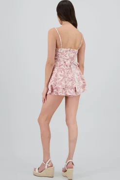 Shasa V Neck Printed Romper with Straps