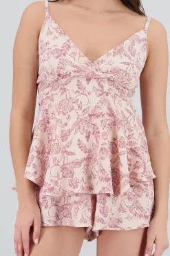 Shasa V Neck Printed Romper with Straps